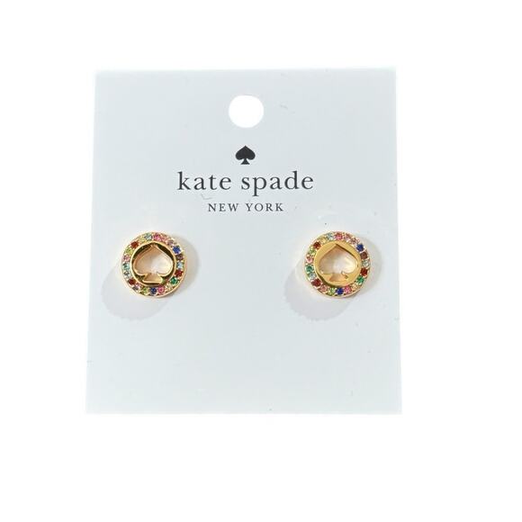 NWT! Kate Spade Spot The Spade Pave Halo Spade Studs in Multi Colors - Picture 4 of 5